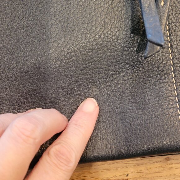 Dooney & Bourke Dillen Satchel Navy Pebbled Leather Double Pocket Hobo Bag - Picture 14 of 15